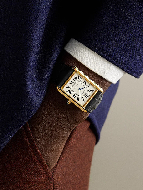  Cartier - Tank Louis Cartier Automatic 27.75mm Large 18-karat Gold And Alligator Watch, Ref. No. Wgta0357 - Men - White 