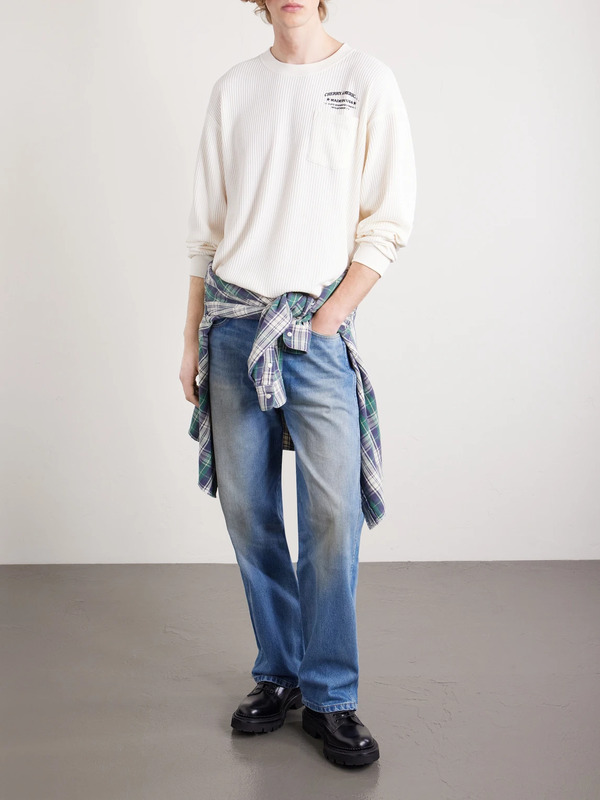  Cherry Los Angeles - Ranch Wear Printed Thermal Waffle-knit Cotton-blend T-shirt - Men - Neutrals - M 