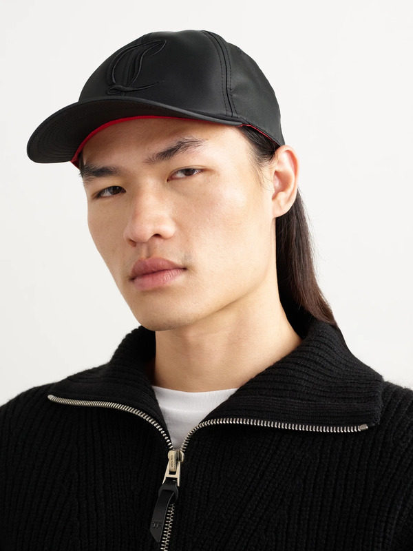 Christian Louboutin - Mooncrest Ac Logo-embroidered Leather-trimmed Nylon-twill Baseball Cap - Men - Black - S 