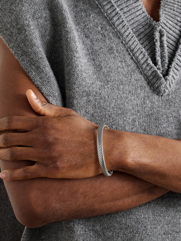  David Yurman - Chevron Sterling Silver Cuff - Men - Silver - M 
