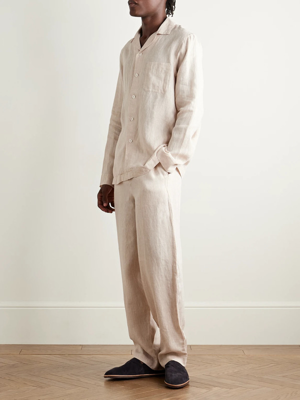 Derek Rose - Sicily 1 Linen Pyjama Set - Men - Neutrals - Xl 