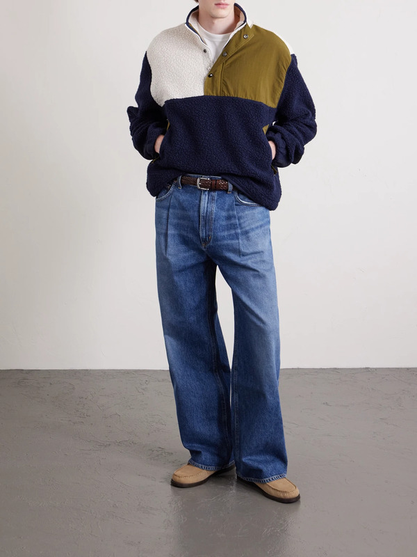  Drake's - Fleece And Shell Half-placket Jacket - Men - Blue - S 