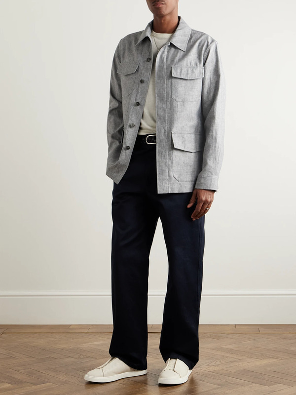  Dunhill - Linen Field Jacket - Men - Gray - S 