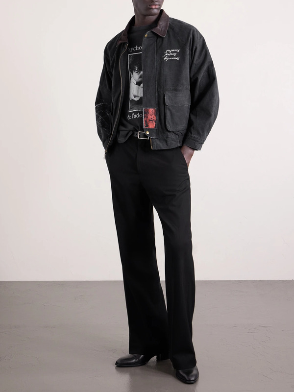  Enfants Riches Déprimés - Constructivist Logo-embroidered Leather-trimmed Cotton-canvas Jacket - Men - Black - S 