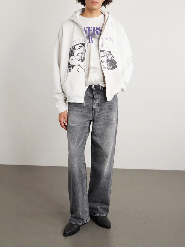  Enfants Riches Déprimés - I Still Have Hope Printed Cotton-jersey Zip-up Hoodie - Men - Neutrals - M 