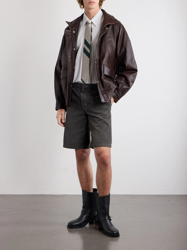  Enfants Riches Déprimés - Straight-leg Distressed Cotton And Linen-blend Twill Shorts - Men - Gray - Uk/us 28 