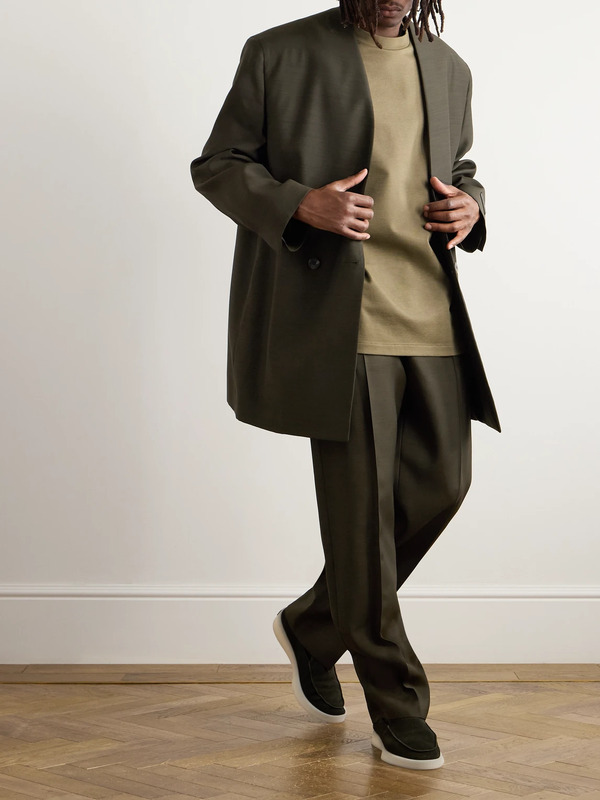  Fear Of God - Oversized Logo-appliquéd Double-breasted Wool And Silk-blend Suit Jacket - Men - Green - It 54 