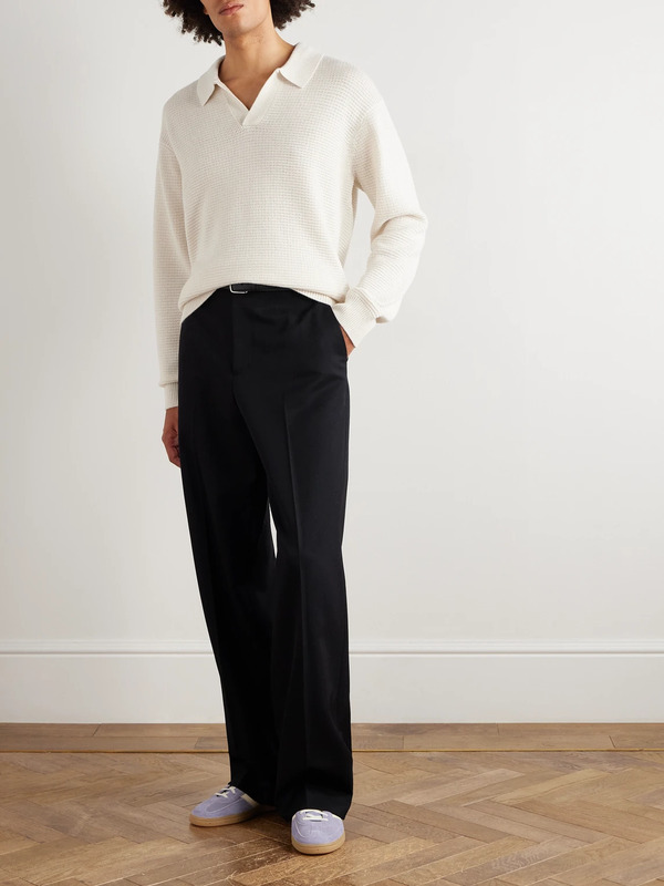  Frame - Textured Wool And Silk-blend Polo Shirt - Men - Neutrals - S 