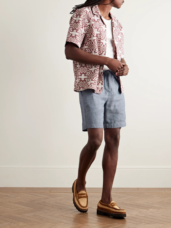  Frescobol Carioca - Felipe Slim-fit Linen And Cotton-blend Drawstring Shorts - Men - Blue - Uk/us 30 
