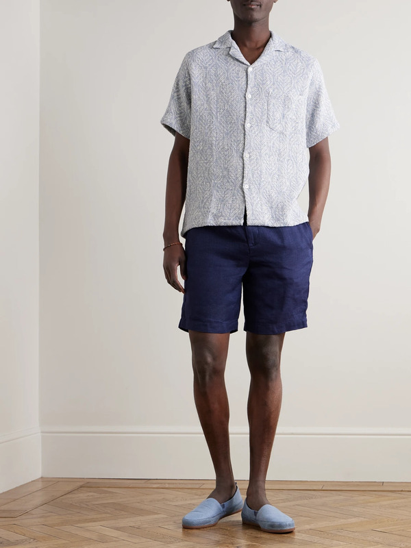  Frescobol Carioca - Felipe Slim-fit Linen And Cotton-blend Drawstring Shorts - Men - Blue - Uk/us 30 