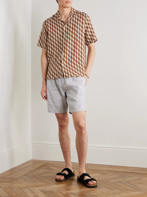  Frescobol Carioca - Felipe Straight-leg Linen And Cotton-blend Drawstring Shorts - Men - Gray - Uk/us 30 