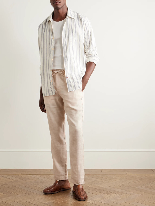  Frescobol Carioca - Oscar Straight-leg Linen And Cotton-blend Drawstring Trousers - Men - Neutrals - Uk/us 28 