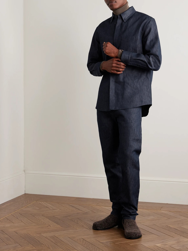  Gabriela Hearst - Cholul Button-down Collar Cotton And Linen-blend Chambray Shirt - Men - Blue - It 44 