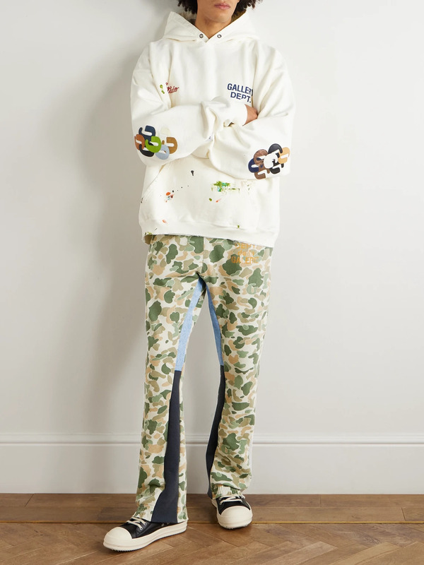  Gallery Dept. - Flared Patchwork Camouflage And Logo-print Cotton-jersey Sweatpants - Men - Green - Xs 