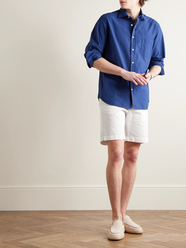  Hartford - Byron Slim-fit Straight-leg Garment-dyed Cotton And Linen-blend Shorts - Men - White - It 46 