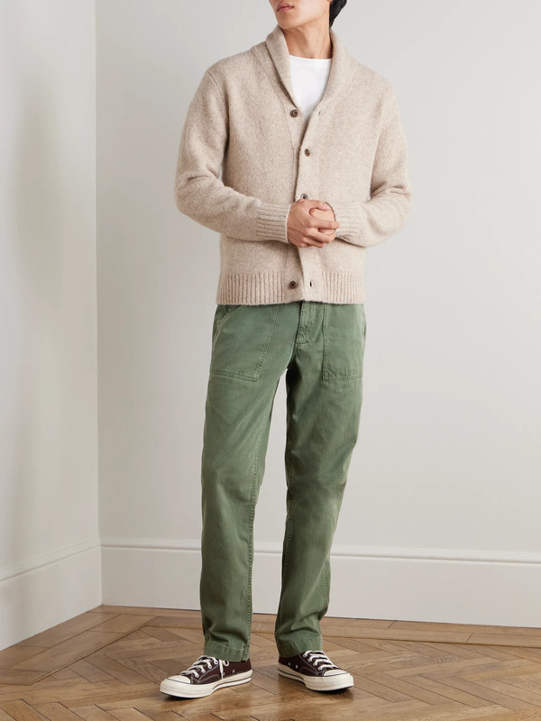  Hartford - Fatigue Straight-leg Garment-dyed Herringbone Cotton-gabardine Trousers - Men - Green - It 52 