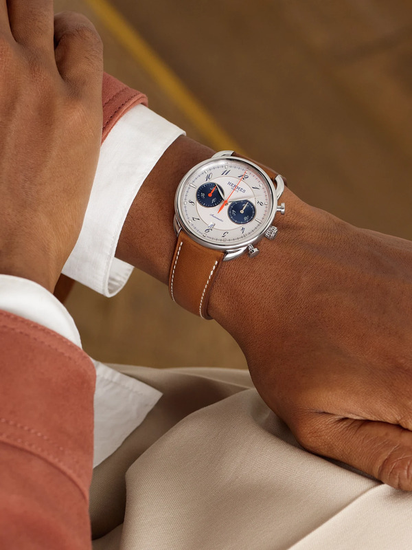  Hermès Timepieces - Arceau Automatic Chronograph 42mm Stainless Steel And Leather Watch, Ref. No. W404113ww00 - Men - White 
