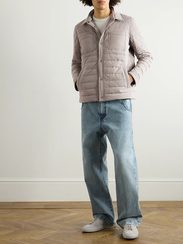  Herno - Quilted Striped Seersucker Down Jacket - Men - Neutrals - It 48 