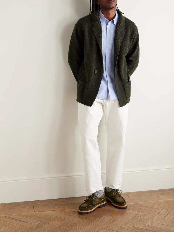  Inis Meáin - Unstructured Merino Wool And Cashmere-blend Cardigan - Men - Green - M 