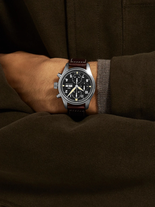  Iwc Schaffhausen - Pilot's Spitfire Automatic Chronograph 41mm Stainless Steel And Leather Watch, Ref. No. Iw387903 - Men - Black 