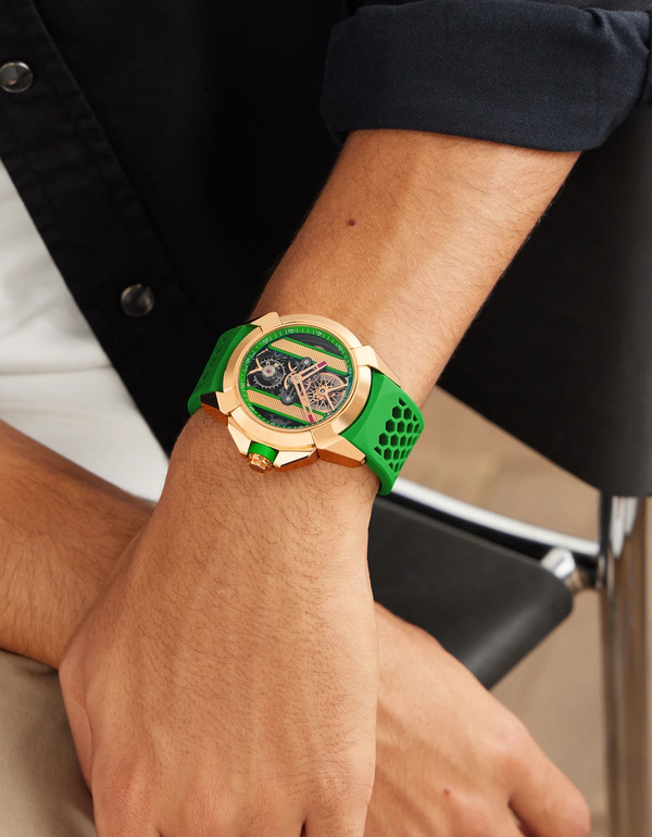  Jacob & Co. - Epic X Limited Edition Hand-wound Skeleton Chronograph 44mm 18-karat Rose Gold And Rubber Watch, Ref. No. Ex120.43.ac.ac.abrua - Men - Green 