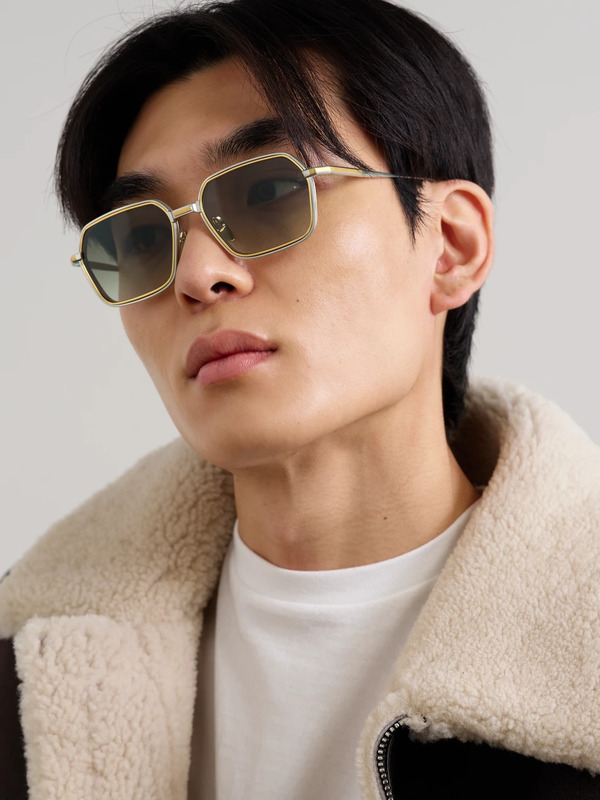  Jacques Marie Mage - Admiral Rectangular-frame Titanium Sunglasses - Men - Gold 
