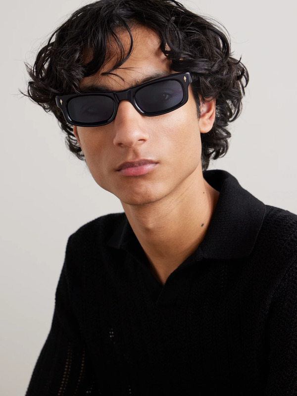 Jacques Marie Mage - Initials Rectangular-frame Acetate Sunglasses - Men - Black 