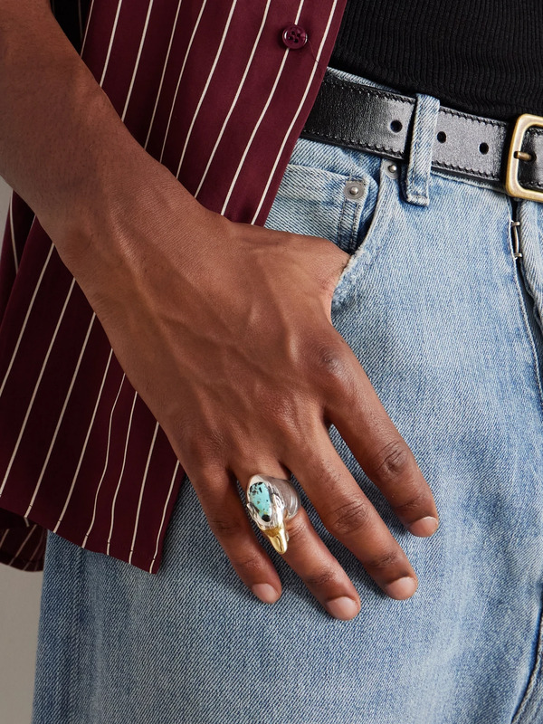  Jacques Marie Mage - Yellowstone Forever Lamar Sterling Silver, 18-karat Gold And Turquoise Ring - Men - Silver - 7 