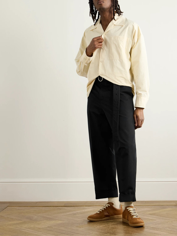  Jil Sander - Cropped Straight-leg Belted Cotton And Silk-blend Poplin Trousers - Men - Black - It 48 