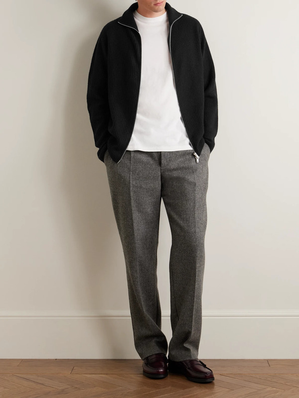  John Smedley - Mallam Ribbed Recycled-cashmere And Merino Wool-blend Zip-up Cardigan - Men - Black - S 