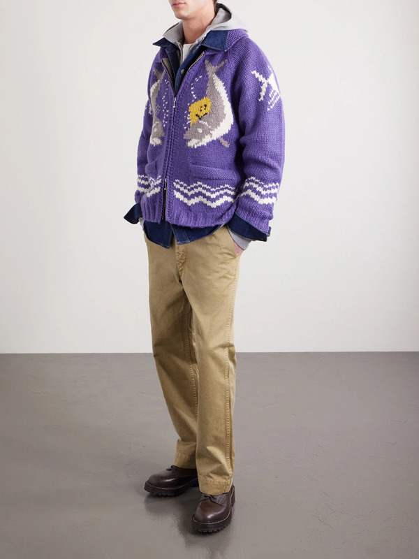  Kapital - Intarsia Wool Zip-up Cardigan - Men - Purple - 1 