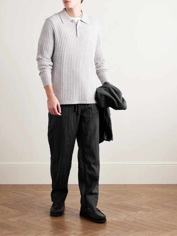  Kaptain Sunshine - Take Easy Baker Straight-leg Pinstriped Wool-twill Drawstring Suit Trousers - Men - Gray - Uk/us 28 