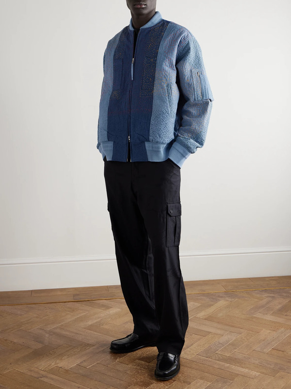  Kardo - Max Kantha-embroidered Cotton Bomber Jacket - Men - Blue - S 