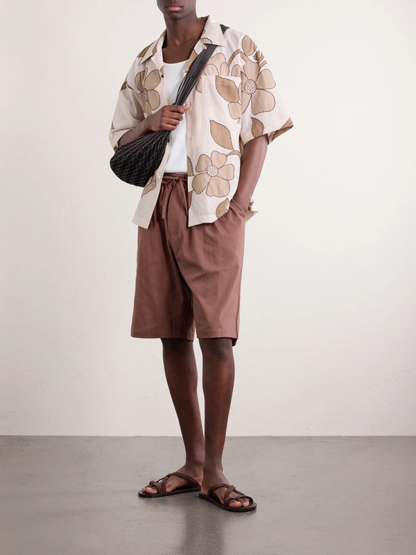  Kardo - Milo Straight-leg Cotton Drawstring Shorts - Men - Brown - S 