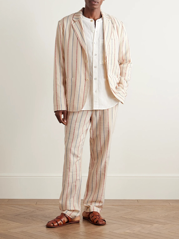  Kardo - Unstructured Striped Cotton-canvas Suit Jacket - Men - Neutrals - S 