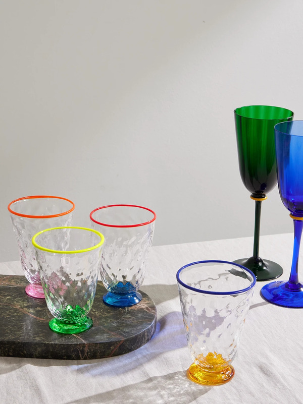  La Doublej - Quilted Set Of Four Murano Glasses - Men - Neutrals 