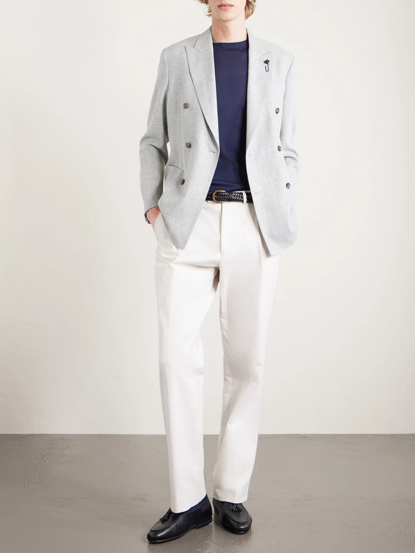  Lardini - Roma Slim-fit Embellished Double-breasted Wool And Linen-blend Blazer - Men - Green - It 48 