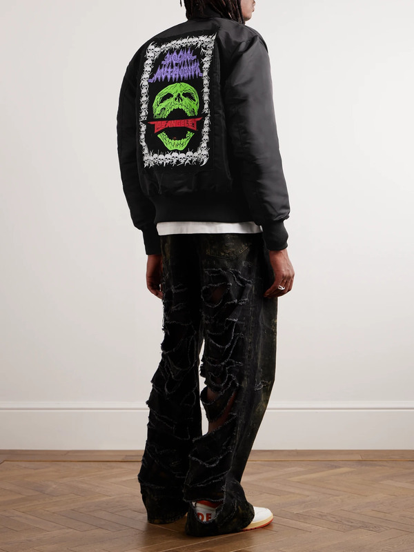  Local Authority La - Appliquéd Shell Bomber Jacket - Men - Black - L 