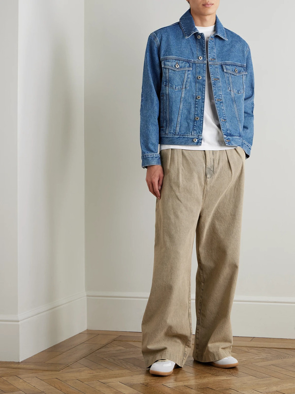  Loewe - Anagram Leather-trimmed Embroidered Denim Trucker Jacket - Men - Blue - It 48 