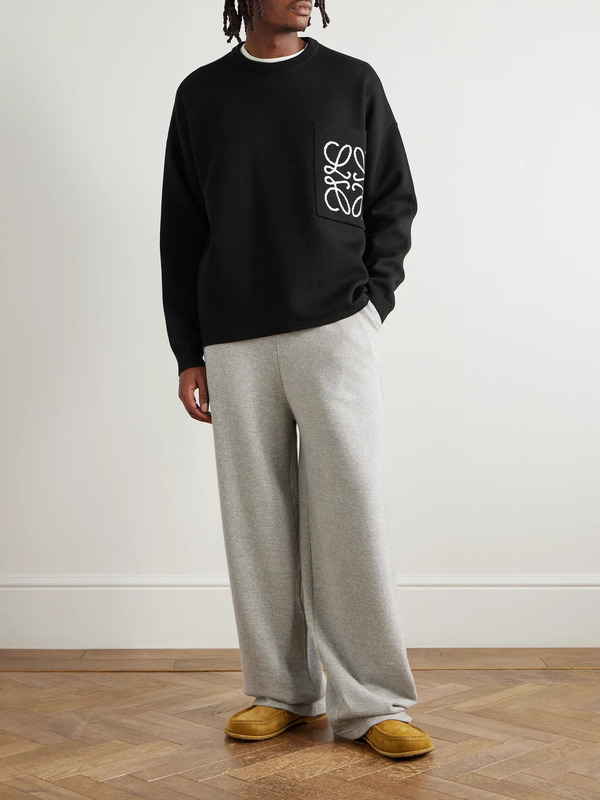  Loewe - Anagram Logo-intarsia Knitted Sweater - Men - Black - S 