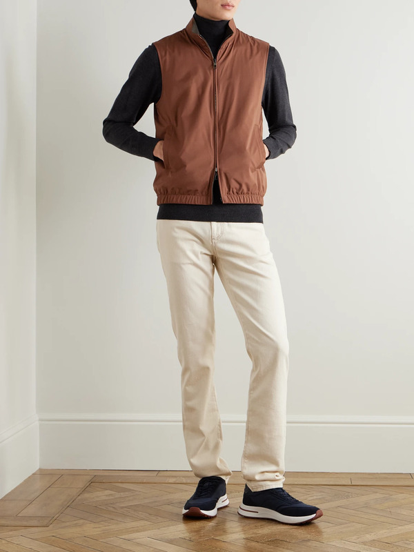  Loro Piana - Slim-fit Reversible Storm System® Shell And Super Wish® Virgin Wool Gilet - Men - Brown - It 50 