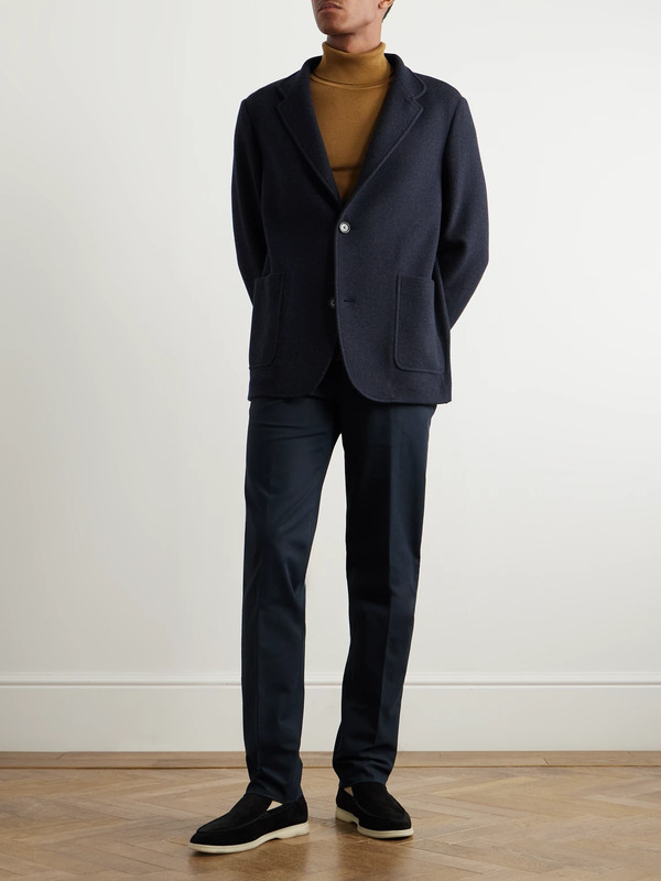  Loro Piana - Spagna Nehru-collar Unstructured Cashmere-blend Jersey Suit Jacket - Men - Blue - It 46 