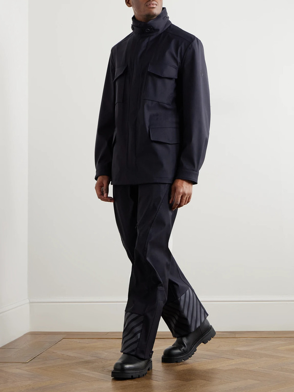  Loro Piana - Traveller Logo-appliquéd Bristol Clima System 3l Wool-blend Hooded Field Jacket - Men - Blue - M 
