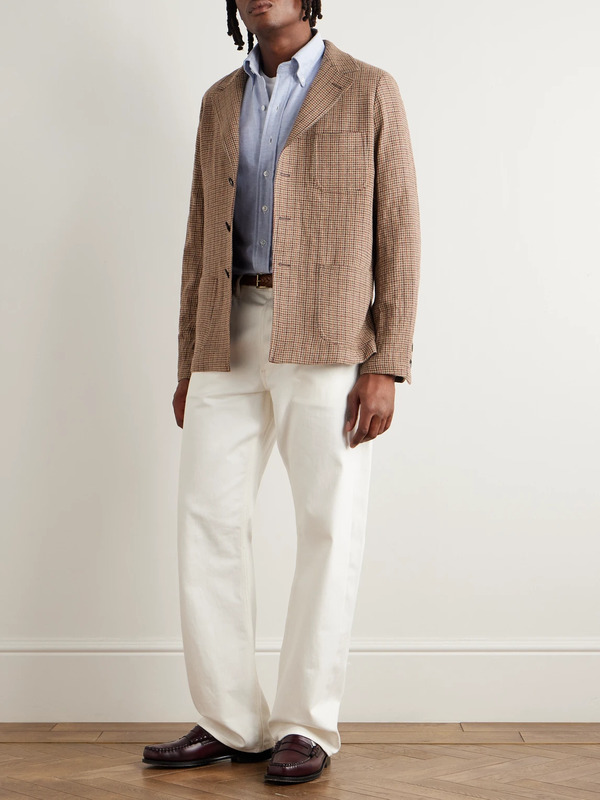  Massimo Alba - Baglietto Checked Houndstooth Wool-blend Blazer - Men - Neutrals - It 54 