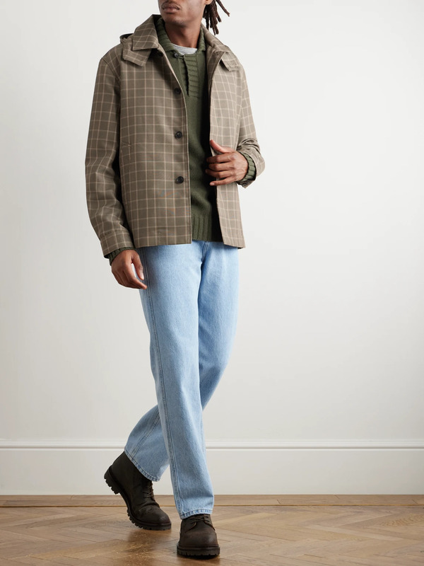  Mr P. - Checked Recycled-shell Hooded Coach Jacket - Men - Brown - M 