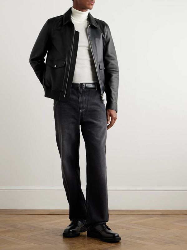  Mr P. - Leather Blouson Jacket - Men - Black - Xs 