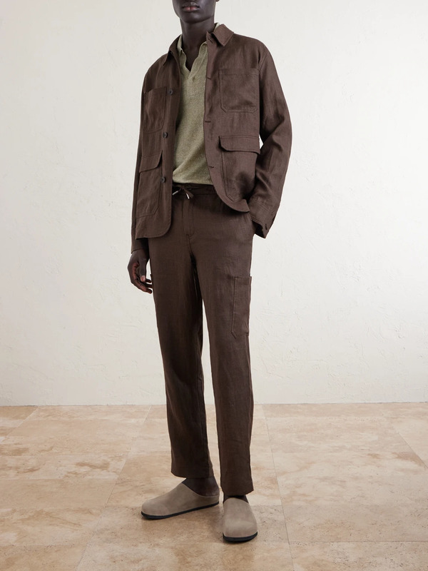  Mr P. - Linen Overshirt - Men - Brown - Xs 