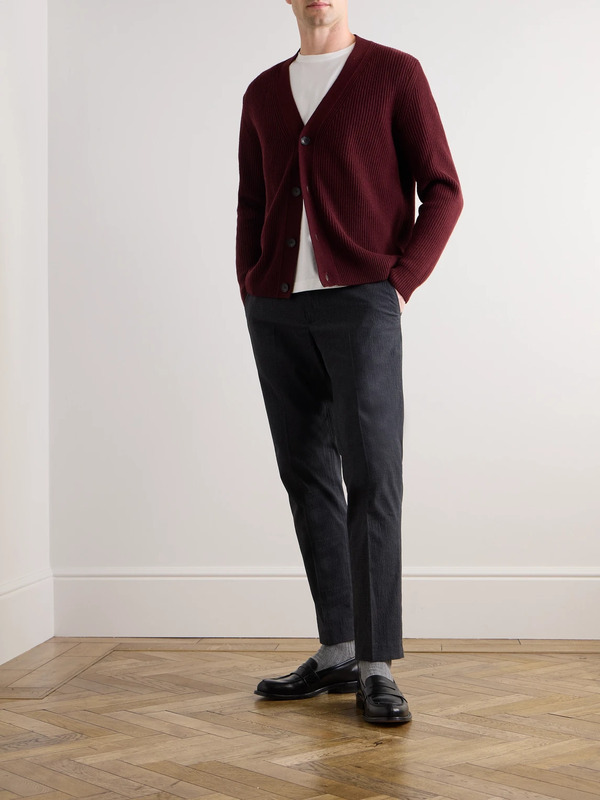  Mr P. - Ribbed Wool Cardigan - Men - Red - S 