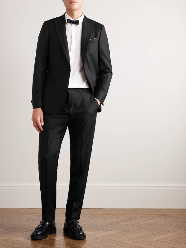  Mr P. - Straight-leg Virgin Wool Drawstring Tuxedo Trousers - Men - Black - 28 