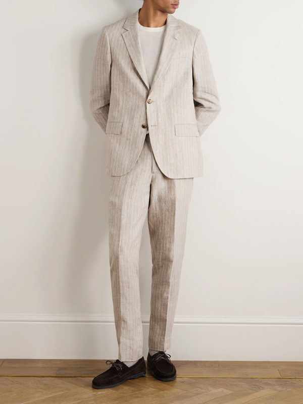  Mr P. - Striped Linen Suit Jacket - Men - Neutrals - 40 